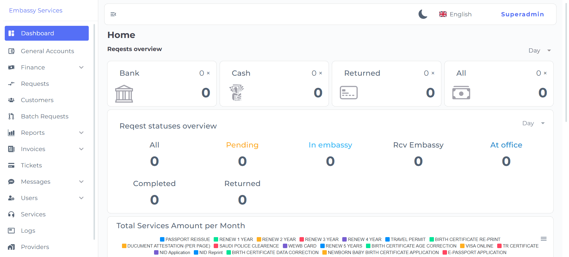 Embasy Services Office ERP screenshot 3